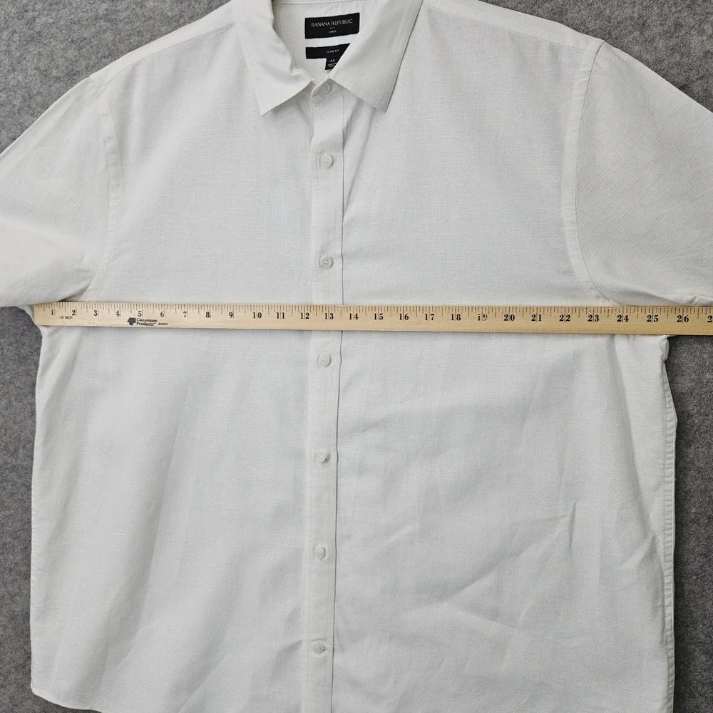 Banana Republic Men's White Button Up Shirt Size XL Linen/Cotton Blend Slim‎ Fit